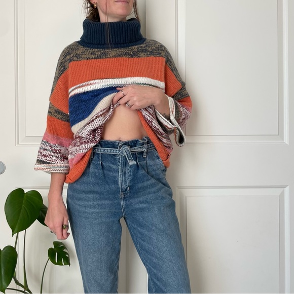 Urban Outfitters Striped Sweater Shirt Wide Sleeves Chunky Knit Long Sleeve - Picture 10 of 16